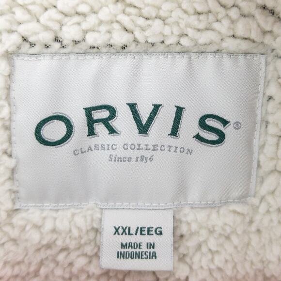 Orvis Sherpa Lined Fleece Pullover Mens 2XL Relaxed Fit Sweater Gray Heavyweight - Picture 3 of 12